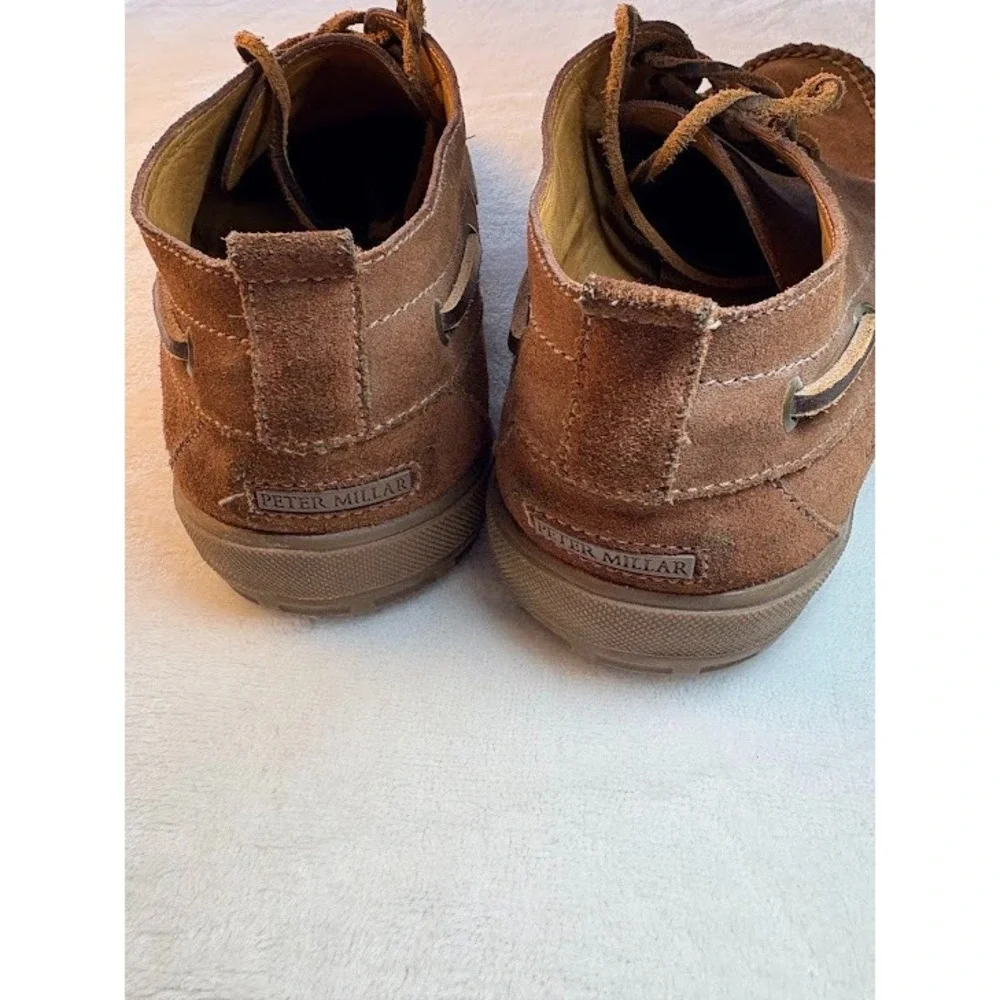 Peter Millar Men Brown Leather Suede Lace Up Chukka Ankle Moc Toe Boots Sz 9.5 M